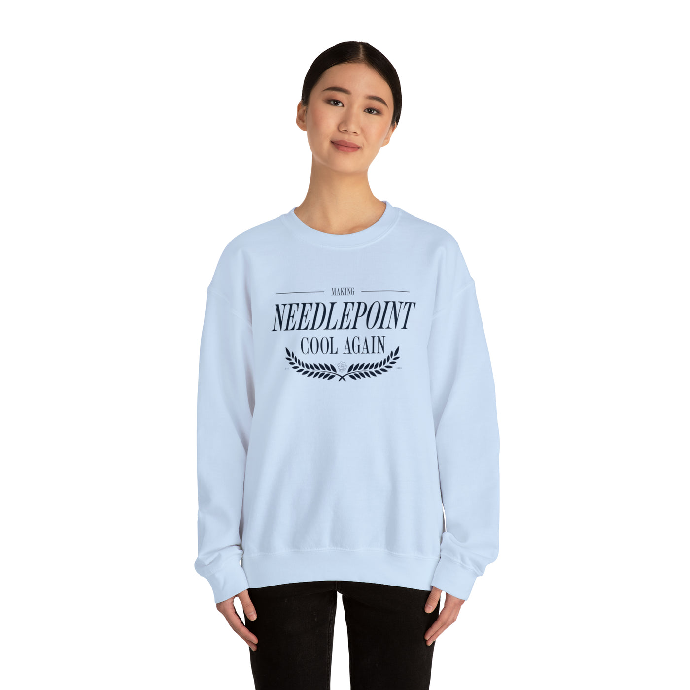 Making Needlepoint Cool Crewneck Sweatshirt