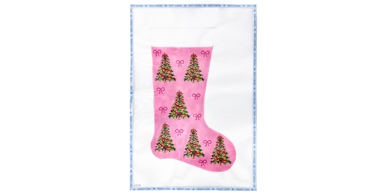 Christmas Trees on Pink Stocking