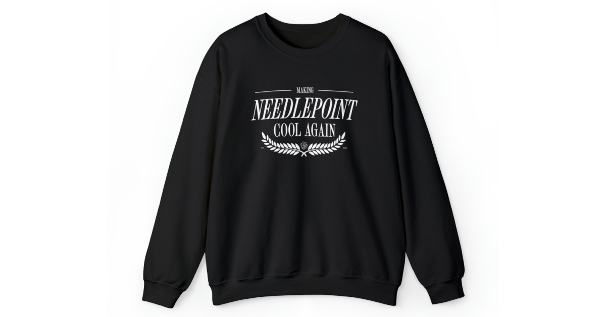 Making Needlepoint Cool Crewneck Sweatshirt
