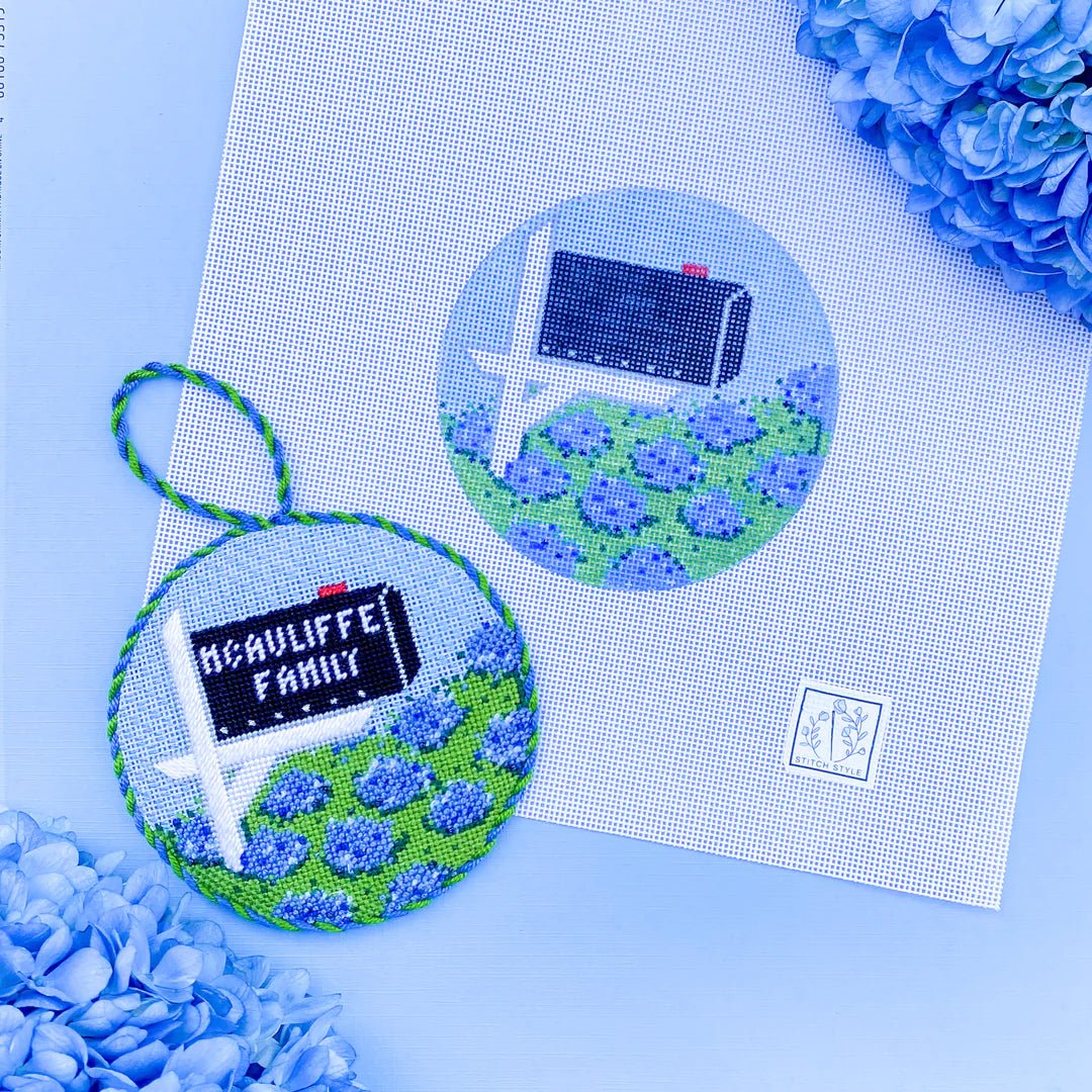 Mailbox Round - HYDRANGEA - Penny Linn Designs - Stitch Style Needlepoint