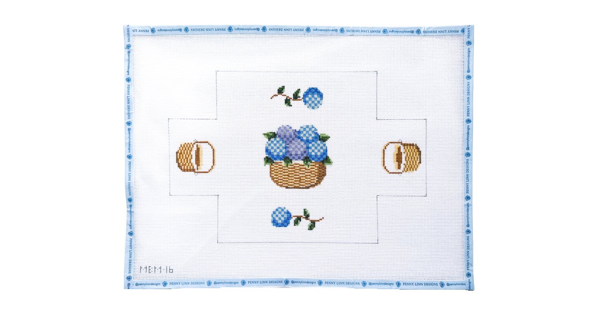 Nantucket Basket and Hydrangea Brick Cover - Penny Linn Designs - CBK Needlepoint Collections