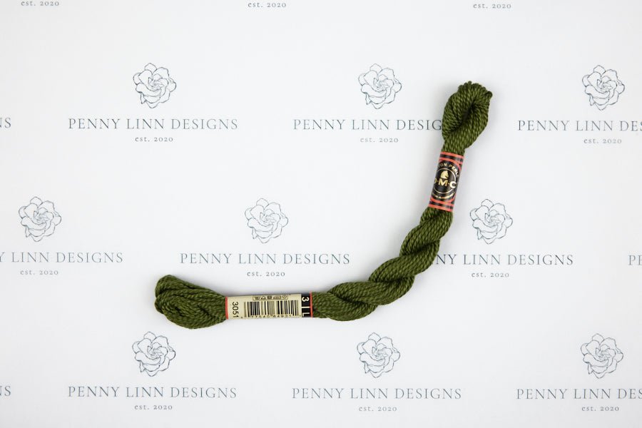 DMC 3 Pearl Cotton 3051 Green Gray - Dark - Penny Linn Designs - DMC