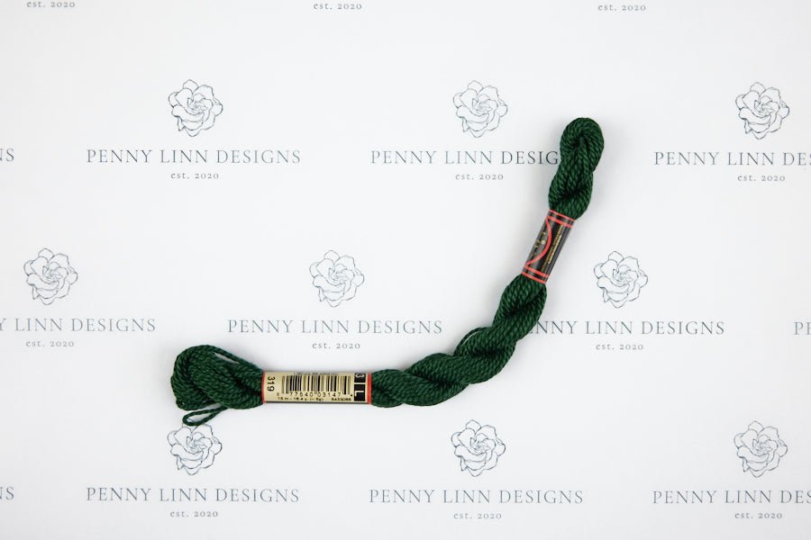 DMC 3 Pearl Cotton 319 Pistachio Green - Very Dark - Penny Linn Designs - DMC
