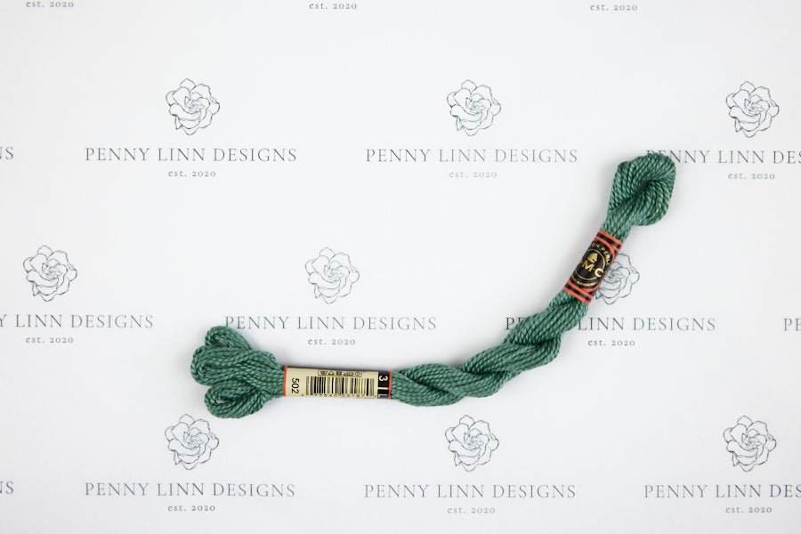 DMC 3 Pearl Cotton 502 Blue Green - Penny Linn Designs - DMC