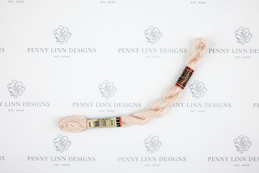 DMC 3 Pearl Cotton 948 Peach - Very Light - Penny Linn Designs - DMC