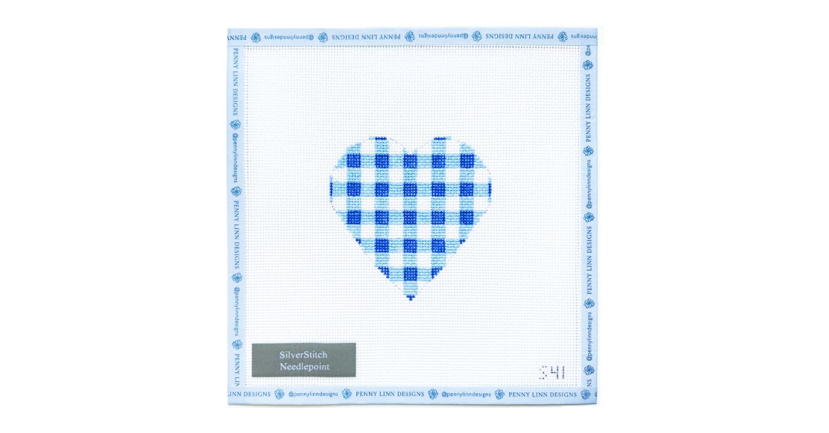 GINGHAM HEART - Penny Linn Designs - Silver Stitch Needlepoint