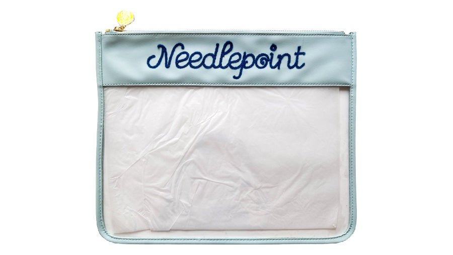 Large Needlepoint Clear Zip Pouch - Penny Linn Designs - Penny Linn Designs