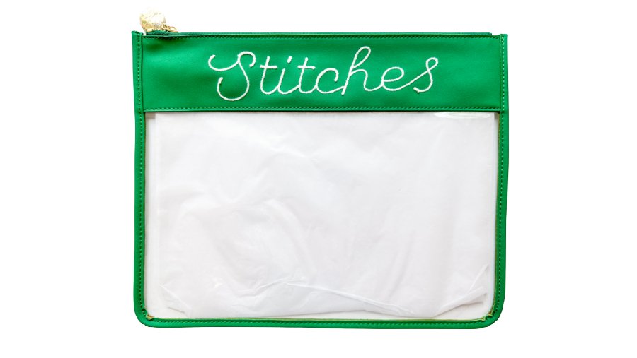 Large Stitches Clear Zip Pouch - Penny Linn Designs - Penny Linn Designs