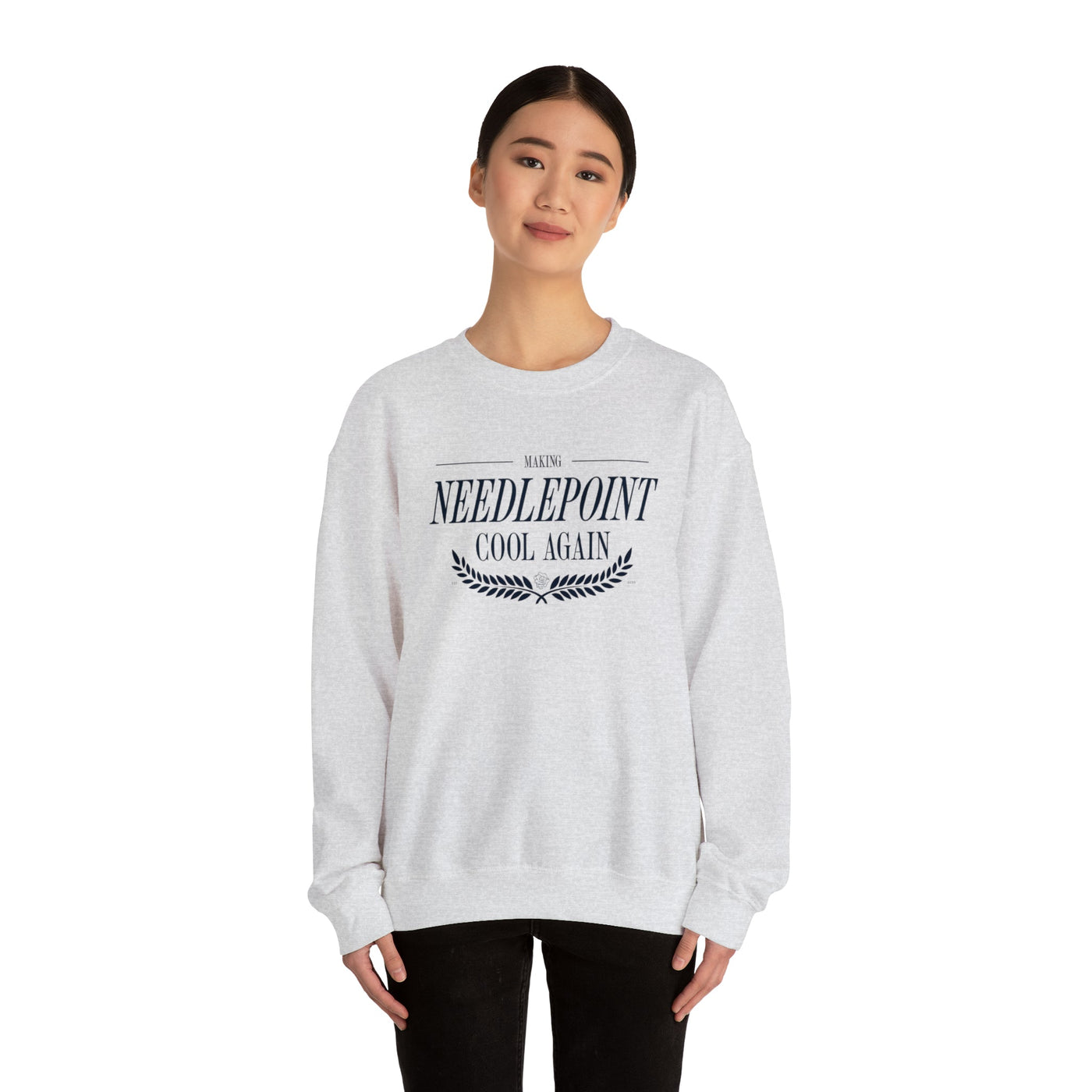 Making Needlepoint Cool Crewneck Sweatshirt - Penny Linn Designs - Printify